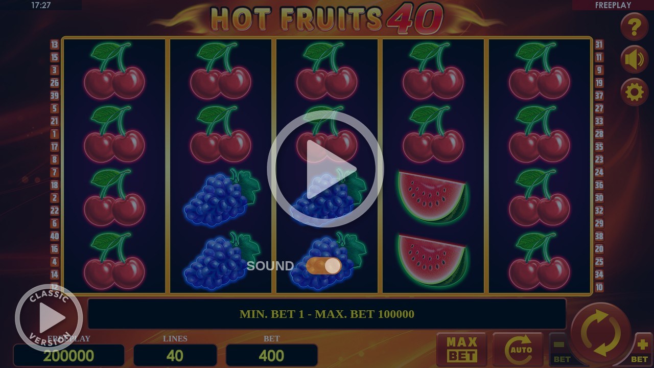 Hot Fruits 40 — игровой автомат Amatic